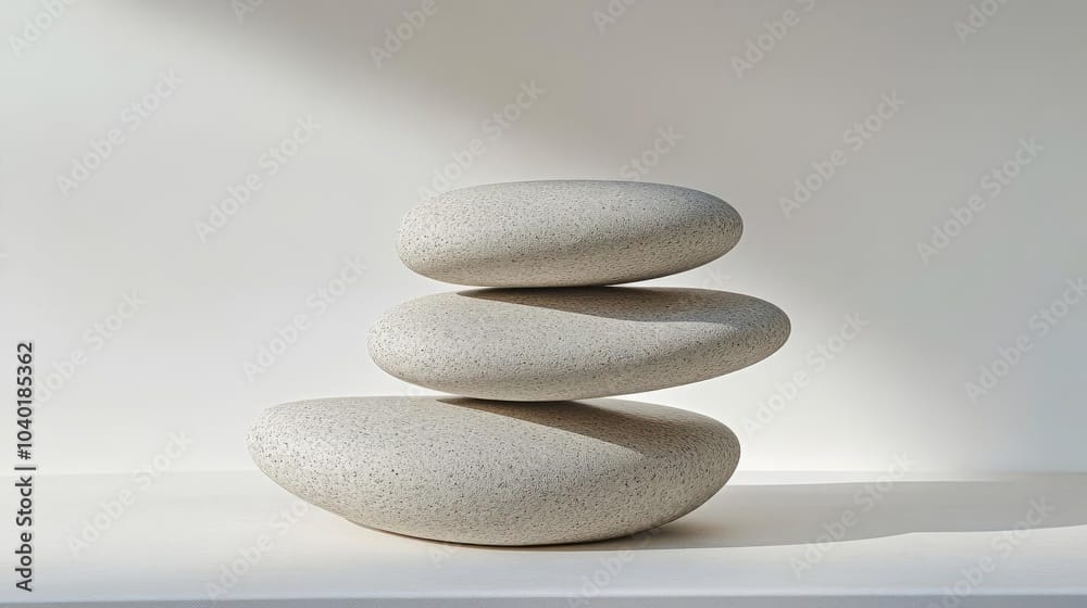 A stack of three smooth, flat stones, carefully balanced